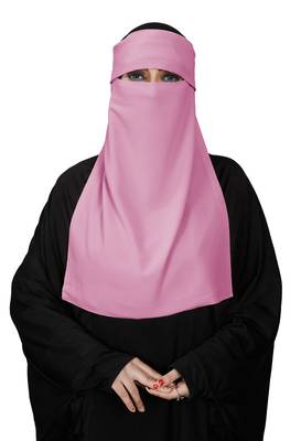JSDC Women Bubble Georgette Plain Single Layer Cap Niqab Nosepiece Hijab 2