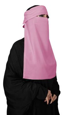 JSDC Women Bubble Georgette Plain Single Layer Cap Niqab Nosepiece Hijab 3