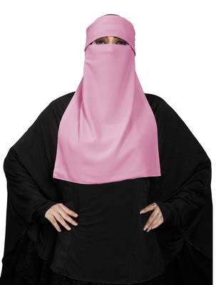 JSDC Women Bubble Georgette Plain Single Layer Cap Niqab Nosepiece Hijab 4