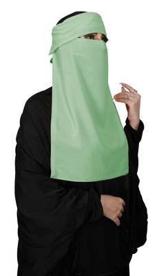 JSDC Women Bubble Georgette Pista Colorr Plain Single Layer Cap Niqab Nosepiece Hijab 1