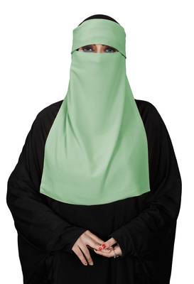 JSDC Women Bubble Georgette Pista Colorr Plain Single Layer Cap Niqab Nosepiece Hijab 2