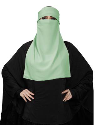 JSDC Women Bubble Georgette Pista Colorr Plain Single Layer Cap Niqab Nosepiece Hijab 4