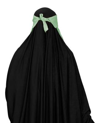 JSDC Women Bubble Georgette Pista Colorr Plain Single Layer Cap Niqab Nosepiece Hijab 5