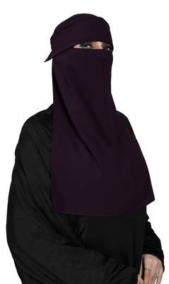 JSDC Women Bubble Georgette Plain Single Layer Cap Niqab Nosepiece Hijab 1