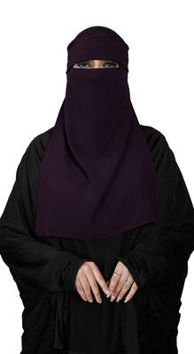JSDC Women Bubble Georgette Plain Single Layer Cap Niqab Nosepiece Hijab 2