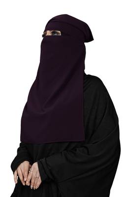 JSDC Women Bubble Georgette Plain Single Layer Cap Niqab Nosepiece Hijab 3