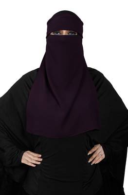 JSDC Women Bubble Georgette Plain Single Layer Cap Niqab Nosepiece Hijab 4