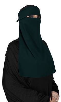 JSDC Women Bubble Georgette Plain Single Layer Cap Niqab Nosepiece Hijab 1