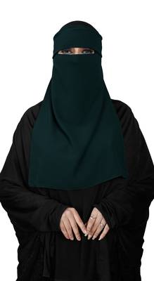 JSDC Women Bubble Georgette Plain Single Layer Cap Niqab Nosepiece Hijab 2