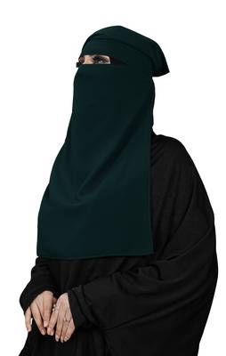 JSDC Women Bubble Georgette Plain Single Layer Cap Niqab Nosepiece Hijab 3