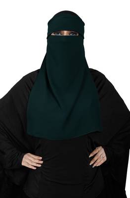 JSDC Women Bubble Georgette Plain Single Layer Cap Niqab Nosepiece Hijab 4