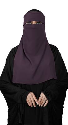 JSDC Women Bubble Georgette Daily Wear Plain Single Layer Cap Niqab Nosepiece Hijab 2