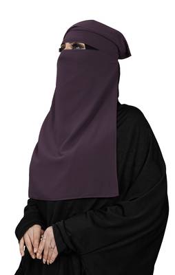 JSDC Women Bubble Georgette Daily Wear Plain Single Layer Cap Niqab Nosepiece Hijab 3