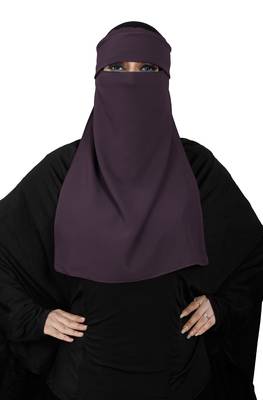 JSDC Women Bubble Georgette Daily Wear Plain Single Layer Cap Niqab Nosepiece Hijab 4