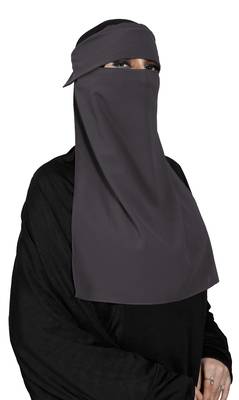 JSDC Women Bubble Georgette Casual Wear Plain Single Layer Cap Niqab Nosepiece Hijab 1
