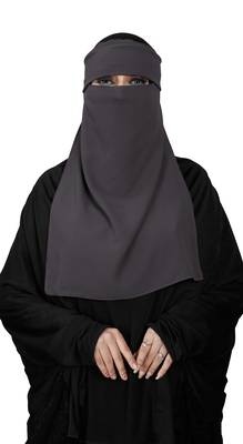 JSDC Women Bubble Georgette Casual Wear Plain Single Layer Cap Niqab Nosepiece Hijab 2