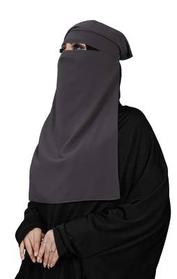 JSDC Women Bubble Georgette Casual Wear Plain Single Layer Cap Niqab Nosepiece Hijab 3