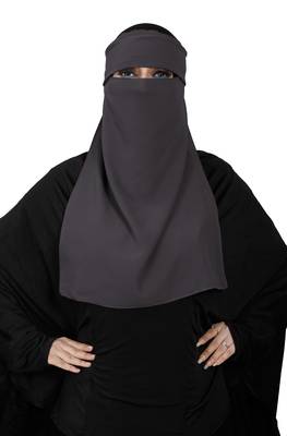 JSDC Women Bubble Georgette Casual Wear Plain Single Layer Cap Niqab Nosepiece Hijab 4