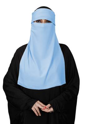 JSDC Women Bubble Georgette Occasion Wear Plain Single Layer Cap Niqab Nosepiece Hijab 2