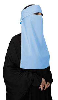 JSDC Women Bubble Georgette Occasion Wear Plain Single Layer Cap Niqab Nosepiece Hijab 3