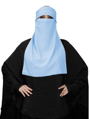 JSDC Women Bubble Georgette Occasion Wear Plain Single Layer Cap Niqab Nosepiece Hijab 4
