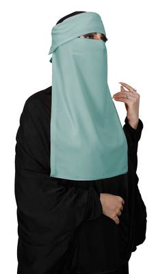 JSDC Women Bubble Georgette Plain Single Layer Cap Niqab Nosepiece Hijab 1