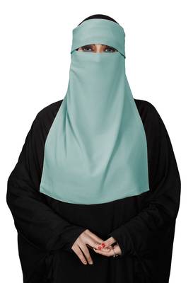 JSDC Women Bubble Georgette Plain Single Layer Cap Niqab Nosepiece Hijab 2