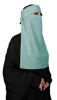 JSDC Women Bubble Georgette Plain Single Layer Cap Niqab Nosepiece Hijab 3