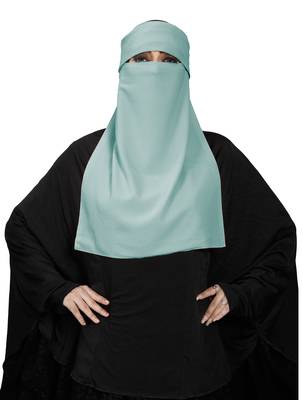 JSDC Women Bubble Georgette Plain Single Layer Cap Niqab Nosepiece Hijab 4