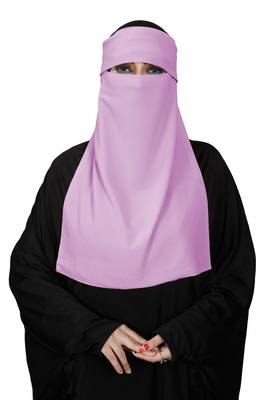JSDC Women Bubble Georgette Plain Single Layer Cap Niqab Nosepiece Hijab 2