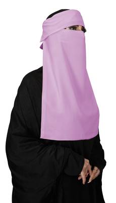 JSDC Women Bubble Georgette Plain Single Layer Cap Niqab Nosepiece Hijab 3
