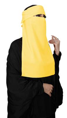 JSDC Women Bubble Georgette Plain Single Layer Cap Niqab Nosepiece Hijab 1