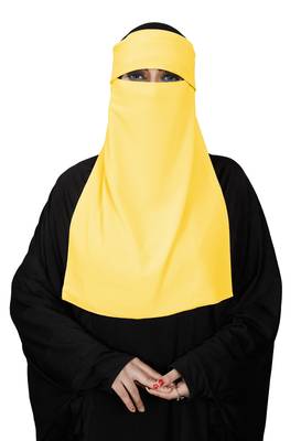 JSDC Women Bubble Georgette Plain Single Layer Cap Niqab Nosepiece Hijab 2