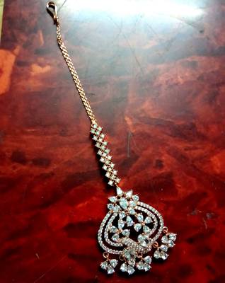 Rose Gold cubic zirconia maang-tikka 1