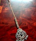 Rose Gold cubic zirconia maang-tikka