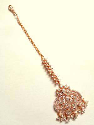 Rose Gold cubic zirconia maang-tikka 2