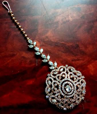 Rose Gold cubiczirconia maang-tikka 1