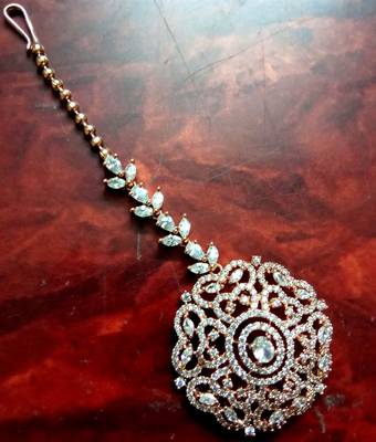 Rose Gold cubiczirconia maang-tikka 2