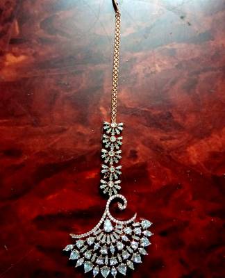 Rose Gold cubiczirconia maang-tikka 1
