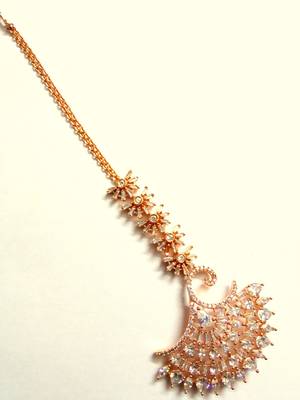 Rose Gold cubiczirconia maang-tikka 2