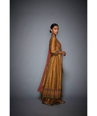 RI Olive Green Embroidered Kurta With Palazzo & Dupatta Set 3