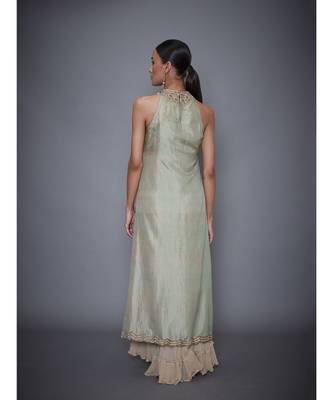 Ri Ritu Kumar Mint Green & Beige Silk Kurta With Sharara & Dupatta 4
