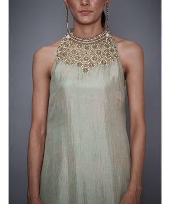 Ri Ritu Kumar Mint Green & Beige Silk Kurta With Sharara & Dupatta 5