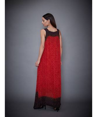 Ri Ritu Kumar  Red & Black Embroidered Cape With Kurta And Churidar 5