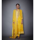 Ri Ritu Kumar Yellow crepe Kurta With Churidar and Dupatta
