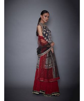  RI black satin Sleeveless Kurta Set  3
