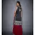 Ri Ritu Kumar black satin Band Collar Sleeveless Kurta with Skirt and Dupatta