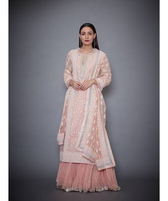 RI Pink Organza Kurta Set 1