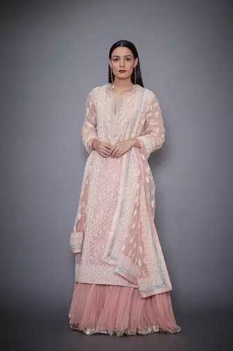 RI Pink Organza Kurta Set