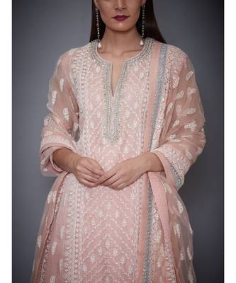 RI Pink Organza Kurta Set 5